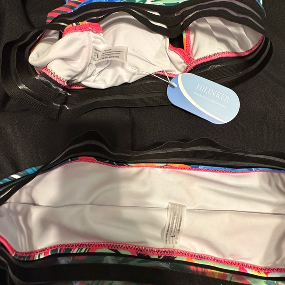 Hilinker Tropical Bikini VNeck👙 Mesh Trim Swimsuit Womens NWT - Picture 6 of 6